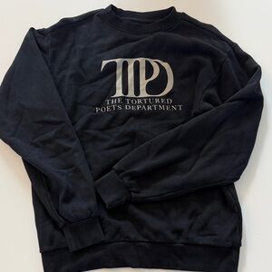 Taylor Swift Tortured Poets Black Crew Neck Sweater